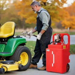 VEVOR Fuel Caddy, 32 Gallon, Portable Fuel Tank with 12V DC 15 GPM Electric Fuel Transfer Pump, 13 ft Delivery Hose & Aluminum Alloy Manual Nozzle, Gas Caddy for Motorboats, ATVs, Diesel & Gasoline