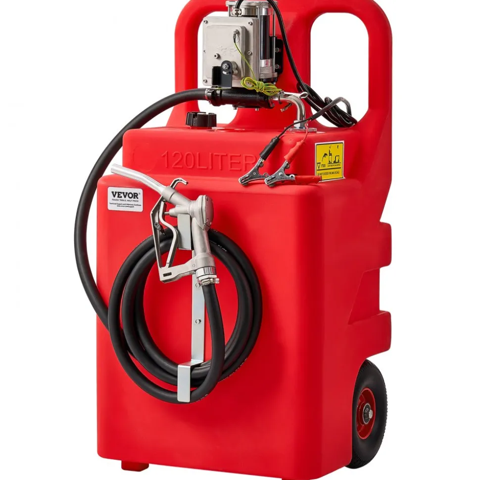 VEVOR Fuel Caddy, 32 Gallon, Portable Fuel Tank with 12V DC 15 GPM Electric Fuel Transfer Pump, 13 ft Delivery Hose & Aluminum Alloy Manual Nozzle, Gas Caddy for Motorboats, ATVs, Diesel & Gasoline