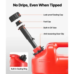 VEVOR Fuel Container, 5 Gallon, Gas Tank with Spout & Clear Scale, 15 L/min Max Flow Rate, Secure & Leak-proof, Portable Flat Fluid Container for Most Cars Motorcycle ATV UTV, Red, 4 Packs