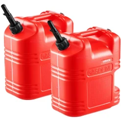 VEVOR Fuel Container, 5 Gallon, Gas Tank with Spout & Clear Scale, 15 L/min Max Flow Rate, Secure & Leak-proof, Portable Flat Fluid Container for Most Cars Motorcycle ATV UTV, Red, 2 Packs
