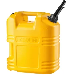 VEVOR Fuel Container, 5 Gallon, Gas Tank with Spout & Clear Scale, 15 L/min Max Flow Rate, Secure & Leak-proof, Portable Flat Fluid Container for Most Cars Motorcycle SUV ATV UTV, Yellow, 1 Pack