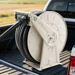 VEVOR Fuel Hose Reel, 1 inch x 50 ft Retractable, Spring Driven Auto Swivel Rewind, 300 PSI, Heavy-Duty Carbon Steel Construction with Industrial Grade Rubber Hose, for Diesel Fuel, Kerosene