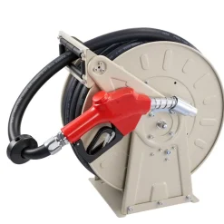 VEVOR Fuel Hose Reel, 1 inch x 50 ft Retractable, Spring Driven Auto Swivel Rewind, 300 PSI, Heavy-Duty Carbon Steel Construction with Industrial Grade Rubber Hose, for Diesel Fuel, Kerosene