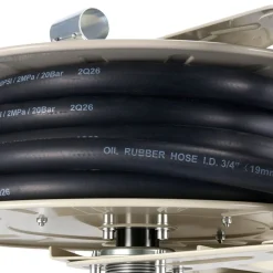 VEVOR Fuel Hose Reel, 3/4 inch x 50 ft Retractable, Spring Driven Auto Swivel Rewind, 300 PSI, Heavy-Duty Carbon Steel Construction with Industrial Grade Rubber Hose, for Diesel Fuel, Kerosene