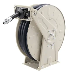 VEVOR Fuel Hose Reel, 3/4 inch x 50 ft Retractable, Spring Driven Auto Swivel Rewind, 300 PSI, Heavy-Duty Carbon Steel Construction with Industrial Grade Rubber Hose, for Diesel Fuel, Kerosene