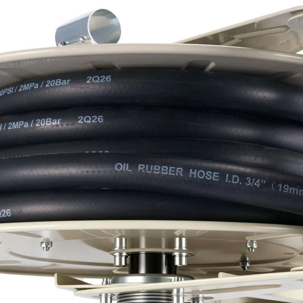 VEVOR Fuel Hose Reel, 3/4 inch x 33 ft Retractable, Spring Driven Auto Swivel Rewind, 300 PSI, Heavy-Duty Carbon Steel Construction with Industrial Grade Rubber Hose, for Diesel Fuel, Kerosene
