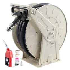 VEVOR Fuel Hose Reel, 3/4 inch x 66 ft Retractable, Spring Driven Auto Swivel Rewind, 300 PSI, Heavy-Duty Carbon Steel Construction with Industrial Grade Rubber Hose, for Diesel Fuel, Kerosene