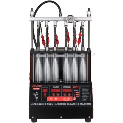 VEVOR Fuel Injector Cleaner Tester, 9 Test Modes, 6-Cylinder 28kHz Ultrasonic Cleaning Machine Adjustable 12V/70V/120V for EFI/FSI/GDI, Injector Cleaner Machine with Drain Valve for Car & Motorcycle