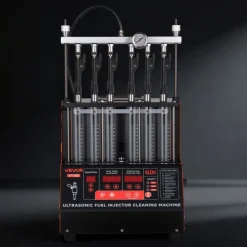VEVOR Fuel Injector Cleaner Tester, 9 Test Modes, 6-Cylinder 28kHz Ultrasonic Cleaning Machine Adjustable 12V/70V/120V for EFI/FSI/GDI, Injector Cleaner Machine with Drain Valve for Car & Motorcycle
