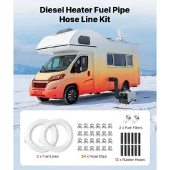 VEVOR Fuel Pipe Hose Line Kit, 196.9″ Diesel Heater Fuel Line Kit, Replaceable Parking Heater Fuels Lines Kits with Lines Filters Clips & Hoses, Tank Diesel Heater Accessories for 2KW 5KW 8KW Heaters