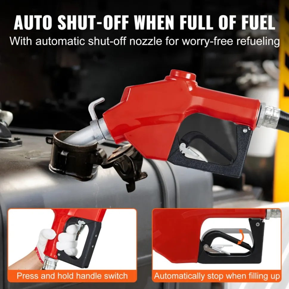 VEVOR Fuel Transfer Pump, 12V DC 20 GPM 1/4 HP, Gasoline Extractor Pump with Automatic Nozzle, Discharge Hose & Suction Pipe for Gasoline, Diesel, Kerosene, Ethanol & Methanol Blends, and Biodiesel