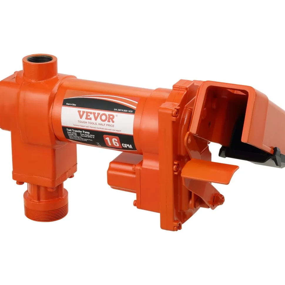 VEVOR Fuel Transfer Pump, 12V DC 16 GPM 1/4 HP, Gasoline Extractor Pump with Automatic Nozzle, Discharge Hose & Suction Pipe for Gasoline, Diesel, Kerosene, Ethanol & Methanol Blends, and Biodiesel