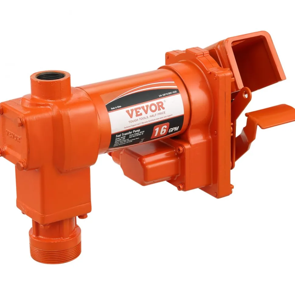 VEVOR Fuel Transfer Pump, 12V DC 16 GPM 1/4 HP, Gasoline Extractor Pump with Automatic Nozzle, Discharge Hose & Suction Pipe for Gasoline, Diesel, Kerosene, Ethanol & Methanol Blends, and Biodiesel