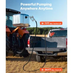 VEVOR Fuel Transfer Pump, 12V DC 15 GPM, Cast Iron Diesel Transfer Pump Kit, with Manual Nozzle, Discharge Hose, Overheat Protection, Power Cable, Explosion-Proof, for Gasoline Diesel Kerosene & More