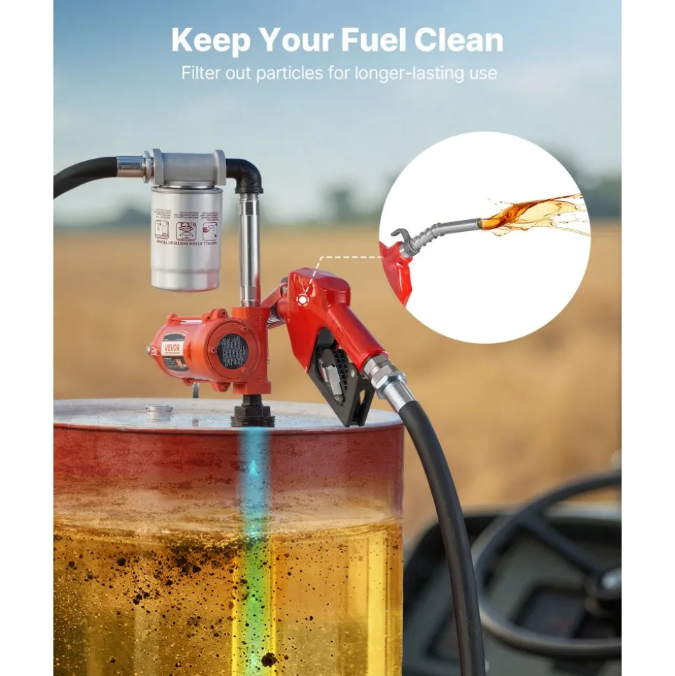 VEVOR Fuel Transfer Pump, 12V DC 10 GPM, Portable Diesel Transfer Pump Kit, with Auto Shut-Off Nozzle, Discharge Hose, Overheat Protection, Power Cable, Explosion-Proof, for Gasoline Diesel Kerosene