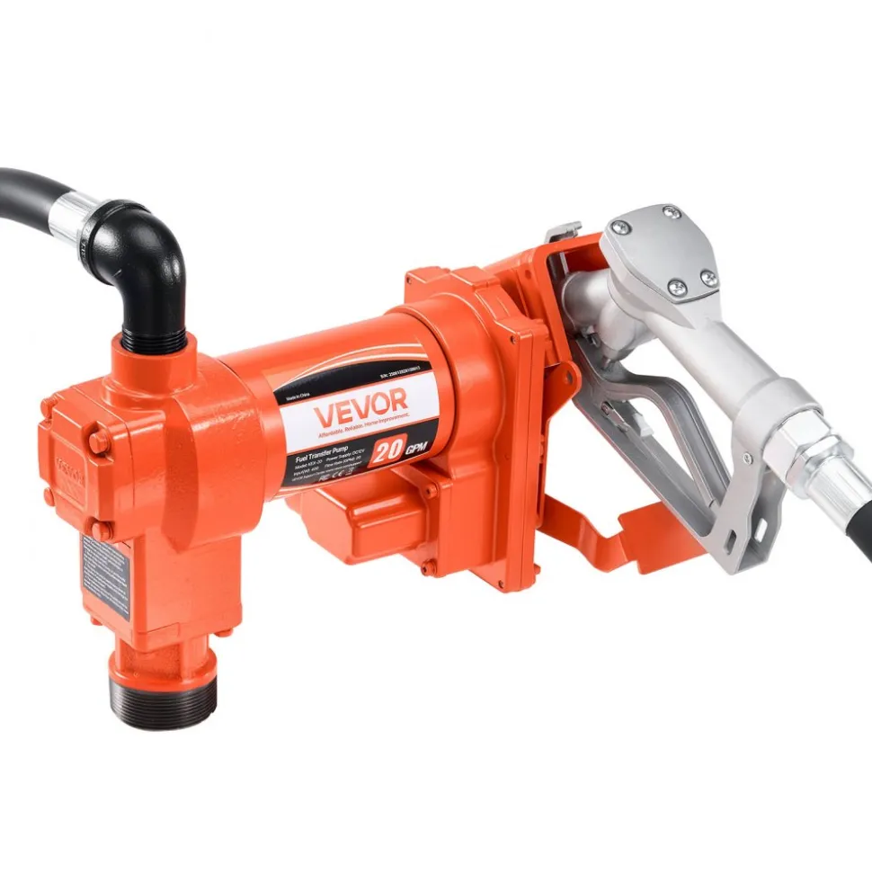 VEVOR Fuel Transfer Pump, 12V DC 20 GPM 1/4 HP Diesel Pump, Extractor Pumps with Manual Nozzle, Discharge Hose and Suction Pipe, for Gasoline, Diesel, Kerosene, Ethanol-Methanol Blends & Biodiesel