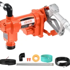 VEVOR Fuel Transfer Pump, 12V DC 20 GPM 1/4 HP Diesel Pump, Extractor Pumps with Manual Nozzle, Discharge Hose and Suction Pipe, for Gasoline, Diesel, Kerosene, Ethanol-Methanol Blends & Biodiesel