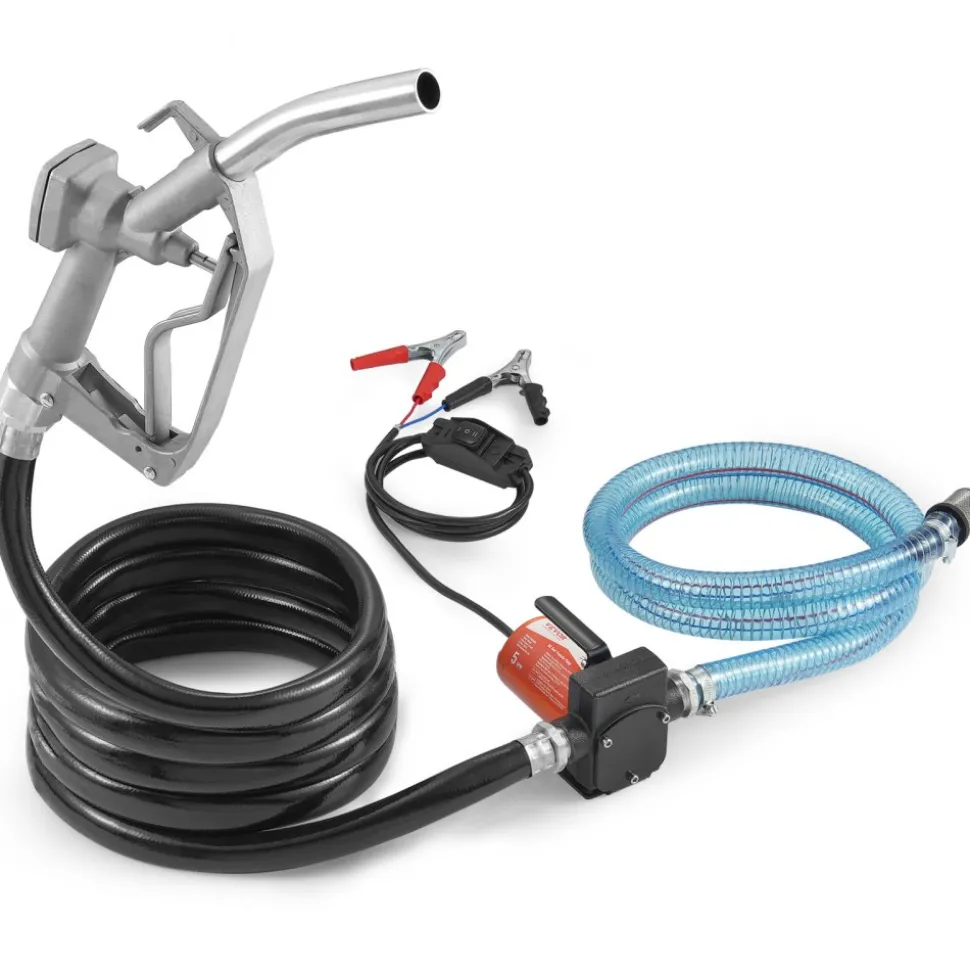 VEVOR Fuel Transfer Pump, 12V DC 5 GPM 1/10 HP, Portable Electric Diesel Transfer Pump with Auto Shut-Off Fuel Nozzle, Long Inlet & Outlet Hose for Gasoline, Diesel, Kerosene, Methanol Blends