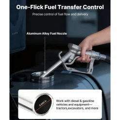 VEVOR Fuel Transfer Pump, 12V DC 15 GPM, Cast Iron Diesel Transfer Pump Kit, with Manual Shut-Off Nozzle, Discharge Hose, Overheat Protection, 1/3 HP Explosion-Proof, for Gasoline Diesel Kerosene