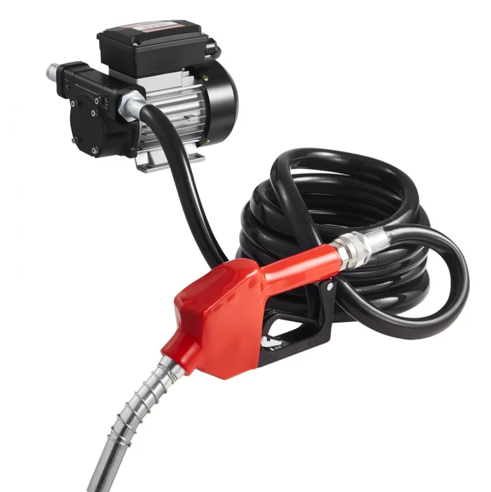 VEVOR Fuel Transfer Pump 110V, 16 GPM 60 L/min, AC Electric Oil Transfer Pump for Diesel Kerosene Biodiesel, with Auto Fuel Nozzle & 2 Hoses, 45 ft/13.7 m Max Lift, for Vehicles, Construction Sites