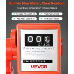 VEVOR Fuel Transfer Pump 110V, 20 GPM 76 L/min, AC Electric Oil Transfer Pump, with Meter, Auto Shut-Off Fuel Nozzle & Discharge Hose, High Flow for Gasoline, Diesel, Kerosene, Biodiesel, Ethanol