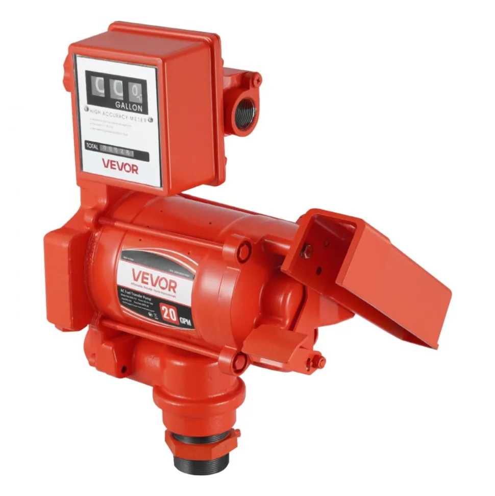 VEVOR Fuel Transfer Pump 110V, 20 GPM 76 L/min, AC Electric Oil Transfer Pump, with Meter, Auto Shut-Off Fuel Nozzle & Discharge Hose, High Flow for Gasoline, Diesel, Kerosene, Biodiesel, Ethanol