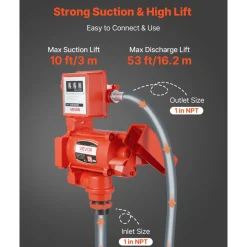 VEVOR Fuel Transfer Pump 110V, 20 GPM 76 L/min, AC Electric Oil Transfer Pump, with Meter, Auto Shut-Off Fuel Nozzle & Discharge Hose, High Flow for Gasoline, Diesel, Kerosene, Biodiesel, Ethanol