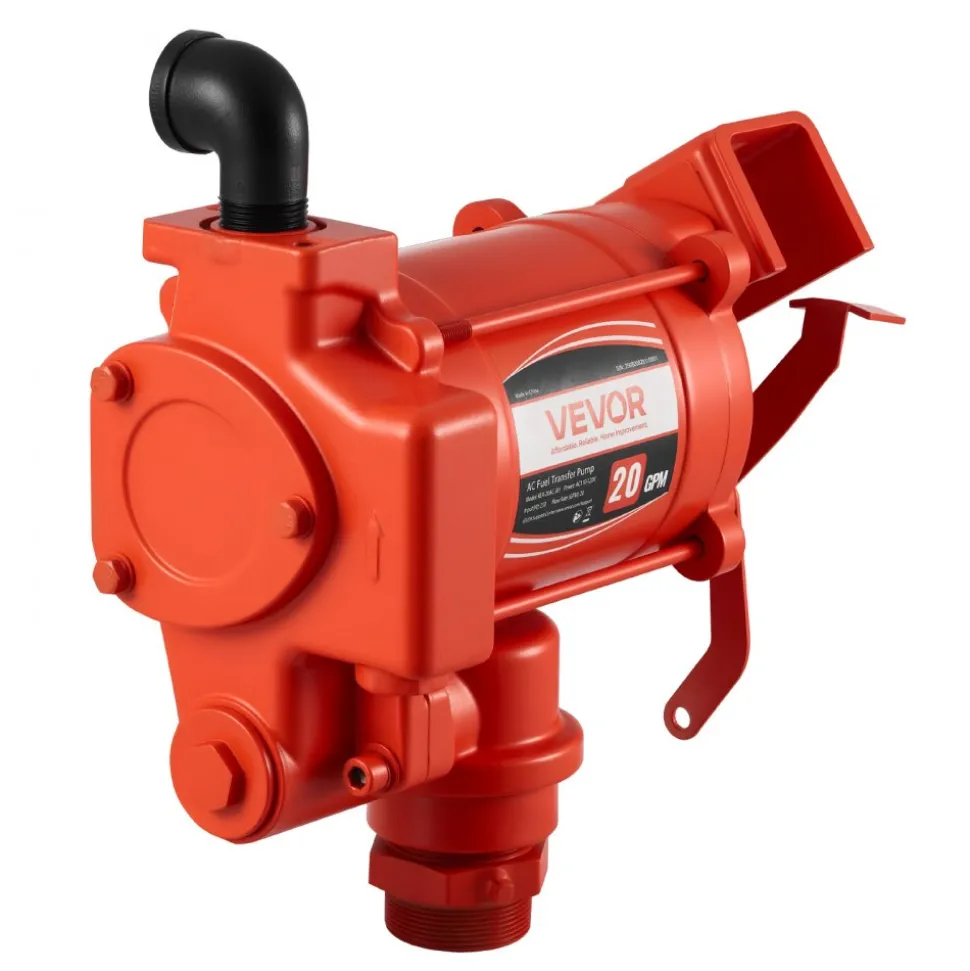VEVOR Fuel Transfer Pump 110V, 20 GPM 76 L/min, AC Electric Oil Transfer Pump, with Auto Shut-Off Fuel Nozzle & Discharge Hose, High Flow Kit for Gasoline, Diesel, Kerosene, Biodiesel, Ethanol Blends