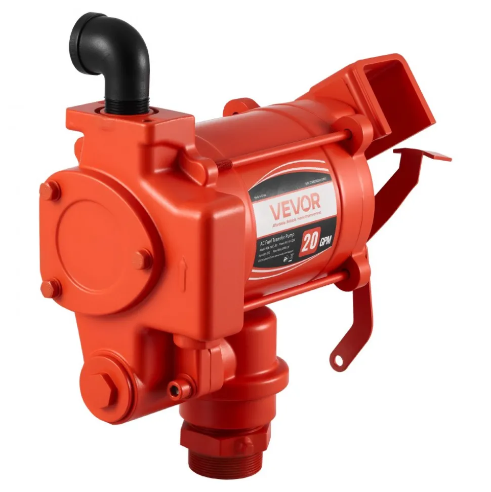 VEVOR Fuel Transfer Pump 110V, 20 GPM 76 L/min, AC Electric Oil Transfer Pump, with Auto Shut-Off Fuel Nozzle & Discharge Hose, High Flow Kit for Gasoline, Diesel, Kerosene, Biodiesel, Ethanol Blends