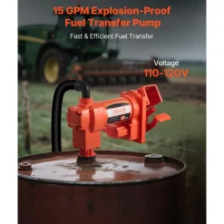 VEVOR Fuel Transfer Pump 110V, 15 GPM 57 L/min, AC Electric Oil Transfer Pump, 8 ft/2.4 m Max Suction Lift, 37 ft/11.28 m Max Lift, Overheat Protection, for Gasoline Diesel Kerosene Biodiesel Ethanol