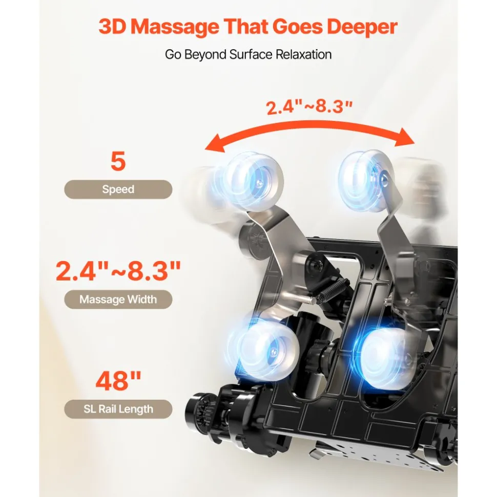 VEVOR Full Body Massage Chair, 3D Zero Gravity Recliner with SL Track, 18 Auto Modes, Heat, Foot Rollers, Armrest Control, LCD Display, 36 Airbags, Retractable Footrest