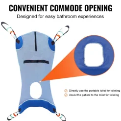 VEVOR Full Body Patient Lift Sling & Commode Opening, Patient Lift Medical Sling for Safe Bathing, Toileting, Polyester Patient Aid Commode Sling for Elderly Disabled Bedridden, 600LBS (Large Size)