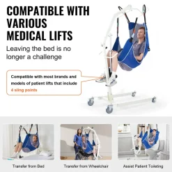 VEVOR Full Body Patient Lift Sling & Commode Opening, Patient Lift Medical Sling for Safe Bathing, Toileting, Polyester Patient Aid Commode Sling for Elderly Disabled Bedridden, 600LBS (Large Size)