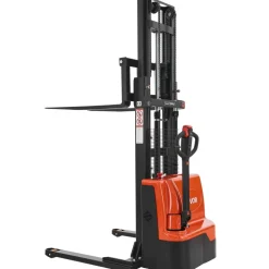 VEVOR Full Electric Pallet Stacker, 3300 lbs Capacity, Pallet Lift Stacker Forklift with Straddle Legs & Forks, 96.06 Inches Lifting Height & 8.66-31.1 Inches Adjustable Fork Width, Orange & Black