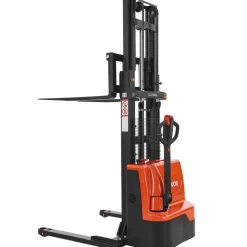 VEVOR Full Electric Pallet Stacker, 3300 lbs Capacity, Pallet Lift Stacker Forklift with Straddle Legs & Forks, 96.06 Inches Lifting Height & 8.66-31.1 Inches Adjustable Fork Width, Orange & Black