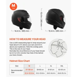 VEVOR Full Face Motorcycle Helmets, Adult Motocross Dirt Bike Helmet with Clear Visor, Lightweight Comfortable Motorcycle Street Bike Helmet for Men and Women - DOT Approved (M Size)