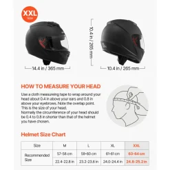 VEVOR Full Face Motorcycle Helmets, Adult Motocross Dirt Bike Helmet with Clear Visor, Lightweight Comfortable Motorcycle Street Bike Helmet for Men and Women - DOT Approved (XXL Size)