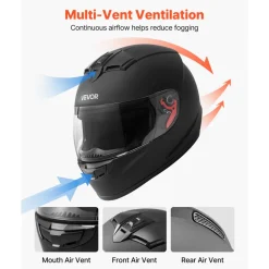 VEVOR Full Face Motorcycle Helmets, Adult Motocross Dirt Bike Helmet with Clear Visor, Lightweight Comfortable Motorcycle Street Bike Helmet for Men and Women - DOT Approved (XXL Size)
