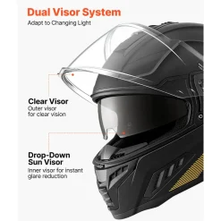 VEVOR Full Face Motorcycle Helmets, Dual-Visor Motorcycle Street Bike Helmet, Lightweight Comfortable Motocross Dirt Bike Helmet for Adults Men and Women - DOT & ECE Approved (L Size)