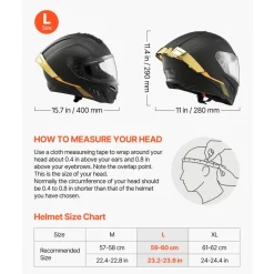 VEVOR Full Face Motorcycle Helmets, Dual-Visor Motorcycle Street Bike Helmet, Lightweight Comfortable Motocross Dirt Bike Helmet for Adults Men and Women - DOT & ECE Approved (L Size)