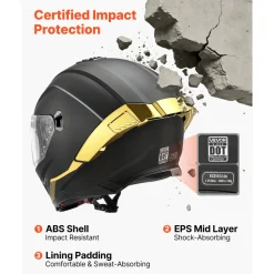 VEVOR Full Face Motorcycle Helmets, Dual-Visor Motorcycle Street Bike Helmet, Lightweight Comfortable Motocross Dirt Bike Helmet for Adults Men and Women - DOT & ECE Approved (L Size)