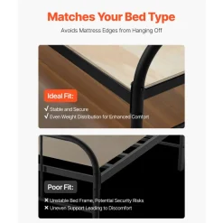 VEVOR Full Size Bunkie Board, 0.4 in Foldable Bed Board Slats with Connection, Wooden Mattress Support for Full Size Bed, Support under Mattress Boards, Ready to Use, 8 Piece, Burlywood