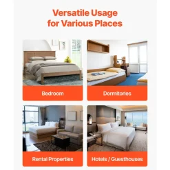 VEVOR Full Size Bunkie Board, 0.4 in Foldable Bed Board Slats with Connection, Wooden Mattress Support for Full Size Bed, Support under Mattress Boards, Ready to Use, 8 Piece, Burlywood