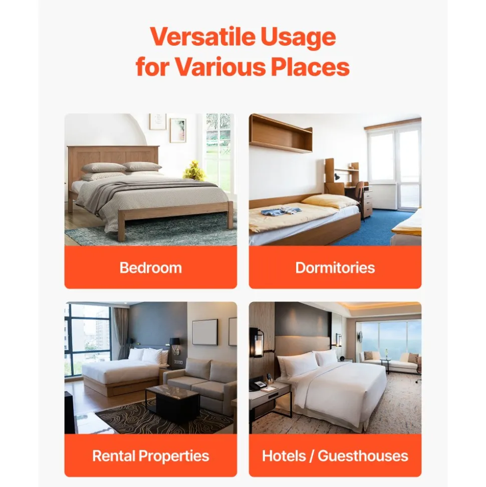 VEVOR Full Size Bunkie Board, 0.4 in Foldable Bed Board Slats with Connection, Wooden Mattress Support for Full Size Bed, Support under Mattress Boards, Ready to Use, 8 Piece, Burlywood