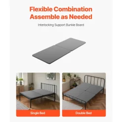VEVOR Full Size Bunkie Board, 1.5 in Bed Board Slats with 200D Oxford Cloth, Wooden Mattress Support for Full Size Bed, Easy Assembly Support under Mattress, 2 Piece, Gray