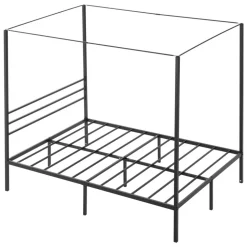 VEVOR Full Size Canopy Bed Frame, Metal Canopy Bed with Four Posters Design, Heavy Duty Steel Slats Support, Underbed Storage Space, No Box Spring Needed, Easy Assembly, Black