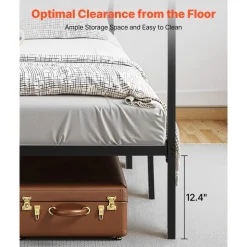 VEVOR Full Size Canopy Bed Frame, Metal Canopy Bed with Four Posters Design, Heavy Duty Steel Slats Support, Underbed Storage Space, No Box Spring Needed, Easy Assembly, Black