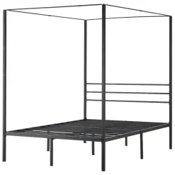 VEVOR Full Size Canopy Bed Frame, Metal Canopy Bed with Four Posters Design, Heavy Duty Steel Slats Support, Underbed Storage Space, No Box Spring Needed, Easy Assembly, Black