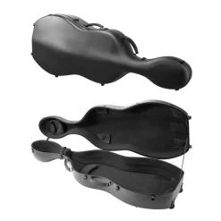 VEVOR 4/4 Full Size Cello Case, Composite Carbon Fiber, Lightweight Portable Travel Carrying Bag, with Plush Lining, Dual Shoulder Straps, Anti-Scratch, Professional Cello-Shape, for Cello, Black