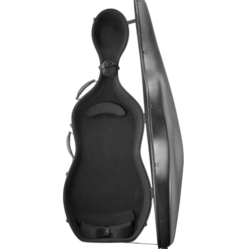 VEVOR 4/4 Full Size Cello Case, Composite Carbon Fiber, Lightweight Portable Travel Carrying Bag, with Plush Lining, Dual Shoulder Straps, Anti-Scratch, Professional Cello-Shape, for Cello, Black